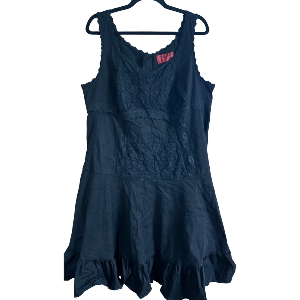 Tripp NYC Black Lace Trim Ruffle Hem Gothic Mini Dress Sleeveless Punk - Picture 1 of 11